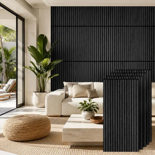 Miniatura 11 de PIWA Paneles de listones acústicos de madera, 94 x 24 pulgadas, 2 unidades, superficie MDF de 0.472 in con núcleo absorbente de sonido de 0.394
