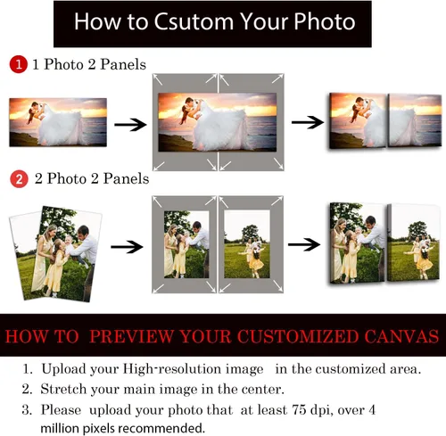 Miniatura 5 de ZHIYYHAO Impresiones en lienzo personalizadas con tus fotos, juego de 2 fotos enmarcadas de 16 x 24 pulgadas, retrato familiar personalizado para 2
