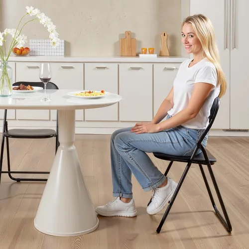 Miniatura 2 de VEVOR Juego de 4 sillas plegables, sillas plegables con cojín acolchado, sillas de fiesta portátiles con marco de metal reforzado, asiento apilable