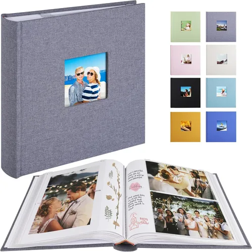 Miniatura 9 de 1DOT2 Álbum de fotos con espacio de escritura, 50 páginas, fotos de 4 x 6 pulgadas, capacidad para 200 o 5 x 7 pulgadas, tapa de lino, álbumes