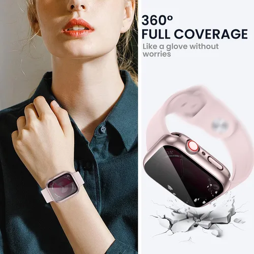 Miniatura 5 de Tensea (2 en 1) Funda protectora de pantalla impermeable para Apple Watch 41mm Serie 9 8 7, iWatch cubierta protectora de cara de PC con película