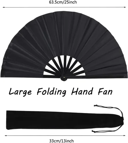 Miniatura 2 de Paquete de 8 ventiladores de mano plegables grandes para baile de línea, ventilador de estallido con funda de soporte, ventilador de mano grande 8