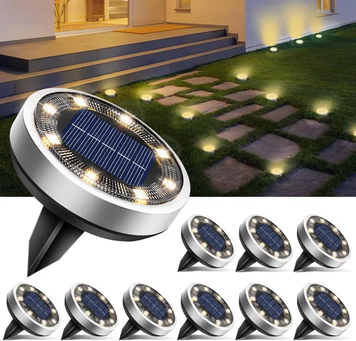 Miniatura 14 de btfarm 16 Pack Solar Lights Outdoor, 8 LED Solar Ground Lights IP65 Waterproof Flat Solar Disc Light, Pathway Lights for Garden Patio Yard Christmas
