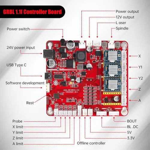 Miniatura 5 de RATTMMOTOR Placa controladora CNC de 4 ejes GRBL Tablero de controlador USB Puerto USB 12-24VDC Router CNC Máquina de grabado Controlador para DIY