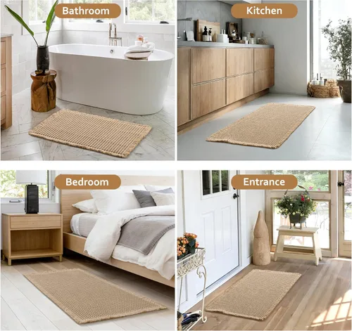 Miniatura 7 de JIUZHEN Tapete de Baño Mejorado con Diseño de Gofre Súper Absorbente Tapetes de Baño Antideslizantes Alfombras de Baño Lavables a Máquina de Secado