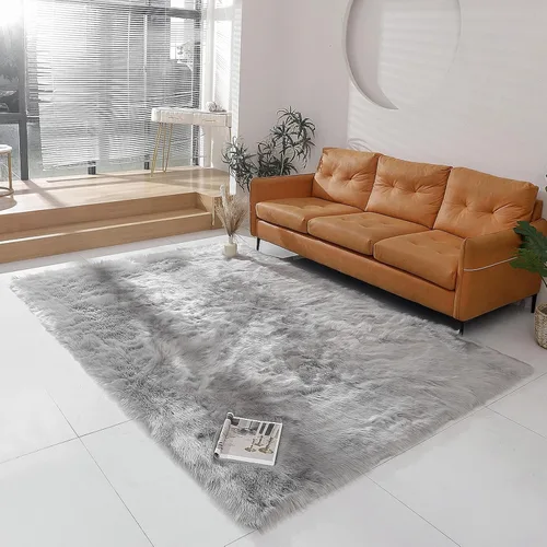 Miniatura 53 de linmopm Alfombra de piel sintética de pelo lanudo esponjoso negro de 2x6 pies para dormitorio, cabecera de la cama, suelo, sala de estar, cojín