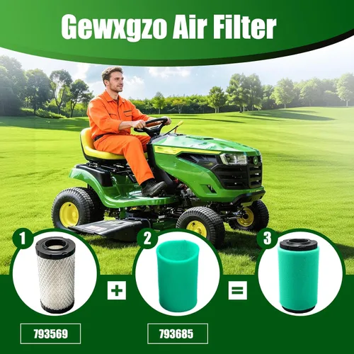Miniatura 6 de 793569 Filtro de aire 793685 Kit de afinación de prefiltro para B&S 33R877 31Q777 331777 Craftsman LT2000 YT3000 JD GY21055 MIU11511 LA115 LA125