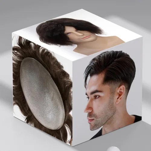 Miniatura 11 de toupee tupé para hombres 0.002 in ultra suave y transparente piel fina con bucle en V línea capilar natural para hombre, extensiones de cabello 1B