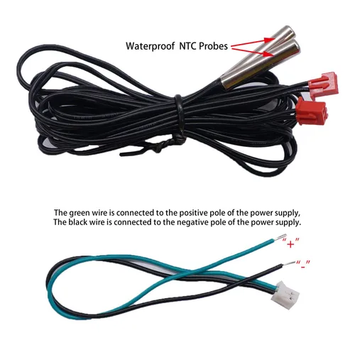 Miniatura 5 de Termómetro digital weideer, pantalla LED dual, Fahrenheit a Centígrado, ajustable DC 4-28V, -67~+248℉/-55～+120℃, sensor de temperatura de alta