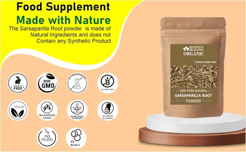 Miniatura 4 de Blessfull Healing Polvo orgánico de raíz de zarzaparrilla 100% puro y natural, 3.52 onzas