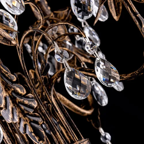 Miniatura 8 de Lámpara de pie de bronce Wellmet para esquina de sala de estar, lámpara de pie de granja de 6 luces, lámpara de pie alta de cristal con interruptor