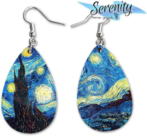 Miniatura 4 de Van Gogh - Juego de aretes colgantes divertidos Lindos aretes de joyería para niñas y mujeres Impresión de doble cara Regalo de cumpleaños