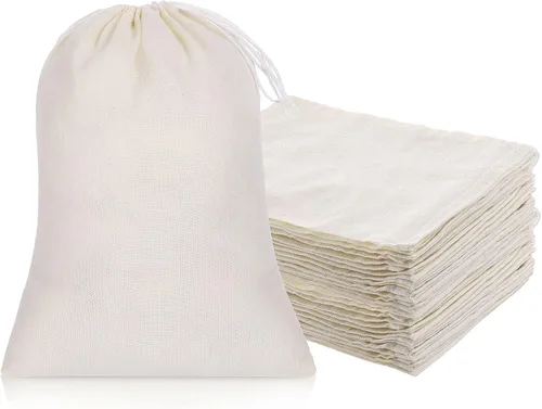 Boao 50 bolsas de té de tela de queso de 6 x 8 pulgadas para colar, filtro de té reutilizable, bolsas sueltas vacías para sopa y especias para