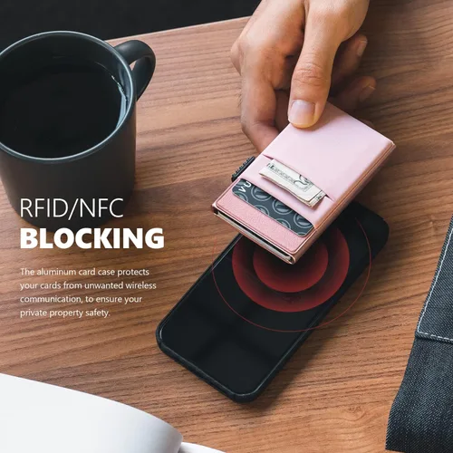 Miniatura 41 de VULKIT Billetera minimalista con ventana de identificación y bolsillo EDC con bolsillo desplegable para tarjetas de crédito y bloqueo RFID, diseño