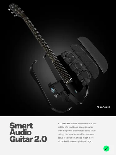 Miniatura 2 de Enya NEXG 2 - Guitarra acústica-eléctrica básica de fibra de carbono, guitarra de viaje inteligente acústica eléctrica para adultos con altavoz