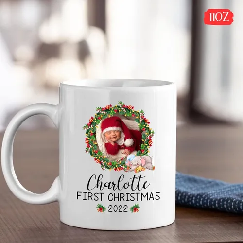 Miniatura 4 de Taza de fotos de bebé Navidad 2022, taza personalizada para la primera Navidad del bebé, regalo personalizado para recién nacido, taza de café