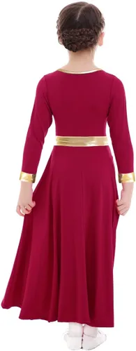 Miniatura 4 de Vestido de baile de alabanza para niñas, color dorado metálico, vestido litúrgico, vestido de iglesia, vestido de longitud completa, disfraz lírico