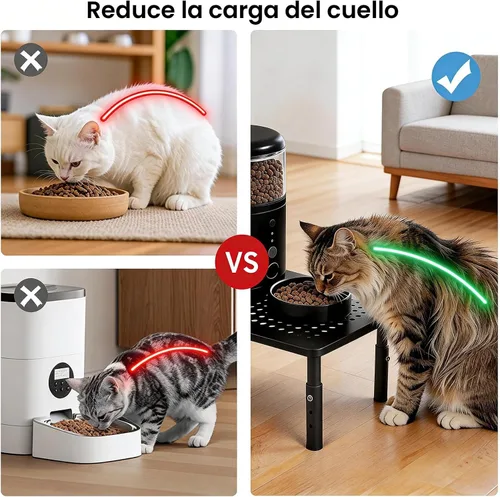 Miniatura 2 de Soporte ajustable para comederos automáticos para gatos, soporte elevado antideslizante para gatos y cachorros, se adapta a la mayoría de comederos