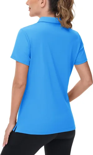 Miniatura 2 de TACVASEN Polo de manga corta con cuello en V para mujer, con protección solar UPF 50+, secado rápido, para golf