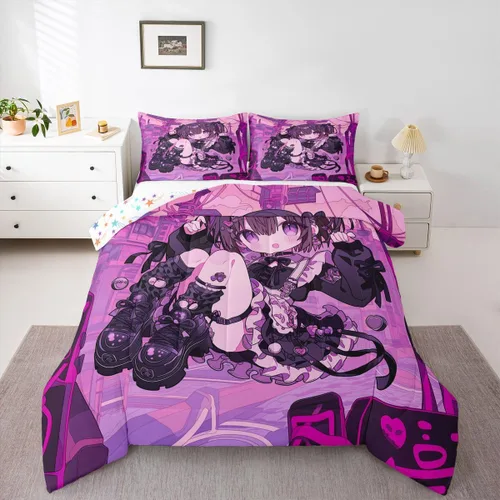 Miniatura 14 de Erosebridal Edredón de sirena azul para niñas, ropa de cama de unicornio lindo de 3 piezas para niños, juegos de ropa de cama y colecciones