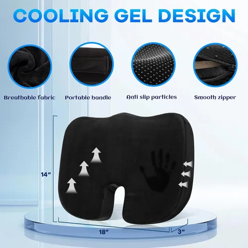 Miniatura 2 de Juego de cojín de asiento de espuma viscoelástica y almohada de apoyo lumbar de terciopelo suave, cojines de silla de computadora cómodos