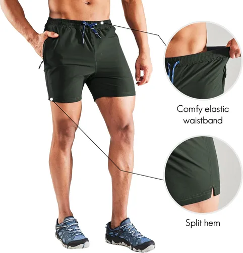 Miniatura 2 de Haimont Pantalones cortos de nailon de secado rápido para hombre con bolsillos con cremallera, ligeros, resistentes al agua, para exteriores