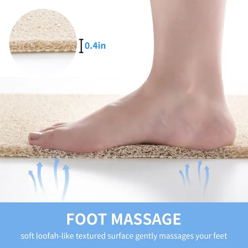 Miniatura 5 de Hargiis - Tapete antideslizante de secado rápido para tina y ducha, tapete exfoliante para pies, para baño, cocina u hotel, beige, 24 x 16 pulgadas
