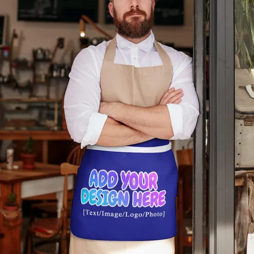 Miniatura 219 de AXKEUDO Delantal personalizado con bolsillos, delantales de cintura para camarera para cocinar en casa, restaurante, servir trabajo