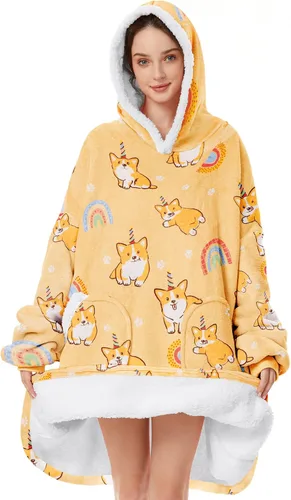 Miniatura 9 de Zando Manta con Capucha Ponible Manta para Niños y Adultos Manta Cómoda con Capucha Sudadera de Gran Tamaño Sherpa Forro Polar