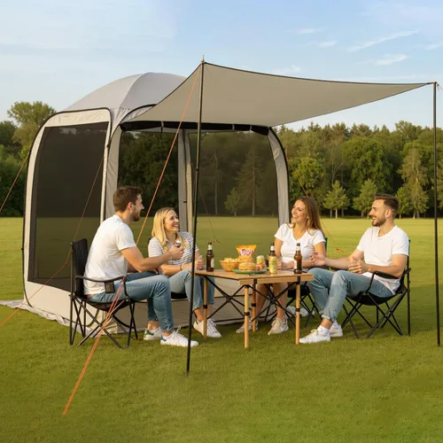 VEVOR Tienda de campaña emergente con pantalla, 6 x 6 pies, carpa con pantalla de 6 lados para 4-6 personas con toldo extendido, toldo con pantalla
