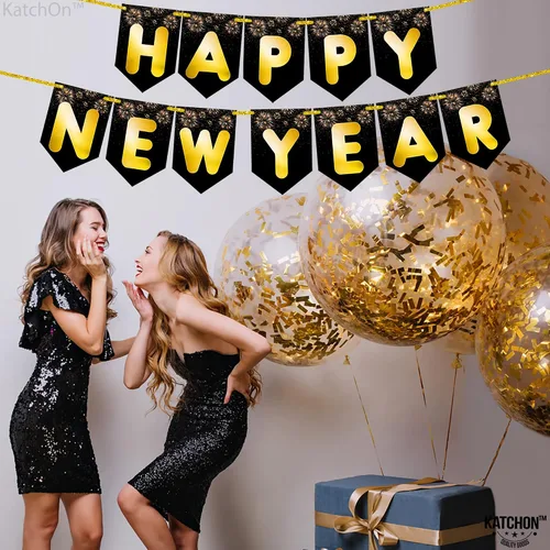 Miniatura 8 de KatchOn Cartel de Feliz Año Nuevo 2025 – Grande de 10 pies, No DIY Cartel de Año Nuevo Telón de fondo para decoraciones Suministros de fiesta