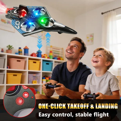 Miniatura 4 de Avión RC con spray frío, aviones de control remoto de espuma con luz LED, juguetes de combate de 360°, rollo de acrobacias, avión RC para niños