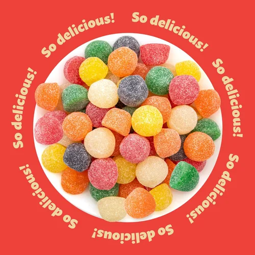Miniatura 3 de Gum Drops Paquete de 2 libras Caramelos de gelatina gigante de gominolas Surtido de sabores de frutas y regaliz Caramelo de gotas de goma