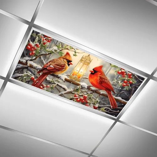 Miniatura 9 de Cubiertas de luz fluorescente de ciervos navideños para aula, 4 x 2 pies, cubierta roja para luz de techo de automóvil, decoración de hospital