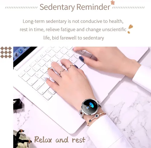 Miniatura 10 de Reloj inteligente para mujer, compatible con teléfonos Android/iOS. Rastreador de salud y fitness con frecuencia cardíaca, presión arterial
