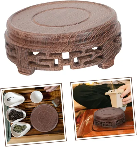 Miniatura 2 de DECHOUS Soporte de exhibición para taza de té, soporte de maceta para el hogar, maceta de madera, escritorio, 4 uds