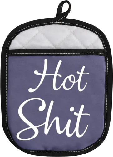 Divertidas almohadillas de horno con bolsillo para panadero, regalo de humor de mierda caliente, regalo de broma para hornear, color azul Hot Shit