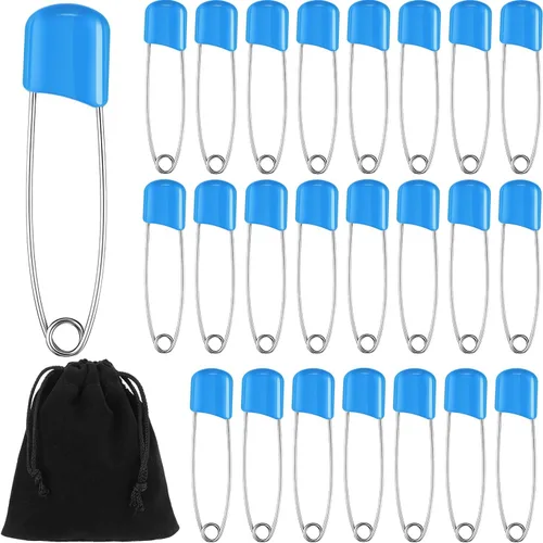 Miniatura 14 de 50 unidades de pines de seguridad para pañales con cabeza de plástico de 5,6 cm, pines de pañal con cierres de bloqueo, acero inoxidable con bolsa