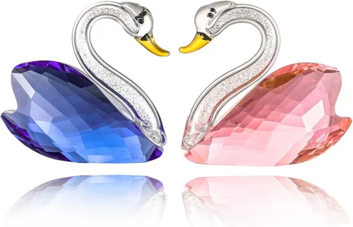 Miniatura 6 de Figura decorativa de cisne de cristal para pareja, decoración del hogar, decoración hecha a mano, decoración de cisne, adorno de cristal, Azul