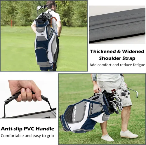 Miniatura 7 de Tangkula Bolsa de carrito de golf de 11 pulgadas con divisores superiores de 14 vías, bolsa de carrito de golf ligera y portátil con 7 bolsillos