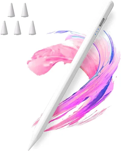 Lápiz óptico para iPad 2018-2025 con rechazo de palma, carga más rápida, sensibilidad de inclinación, lápiz iPad compatible con Blanco