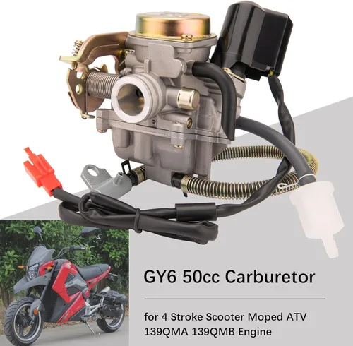 Miniatura 2 de GY6 - Carburador de 50 cc para scooter de 49 cc y 50 cc, carburador de 4 tiempos de alto rendimiento 139QMB con colector de admisión, se adapta al