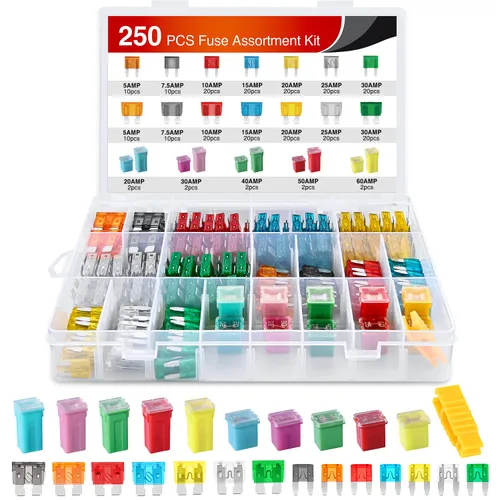 Nilight Kit surtido de fusibles Jcase para automóvil, fusibles estándar Mini 5A 7.5A 10A 15A 20A 25A 30A, fusibles bajos altos STD de perfil 20A 30A