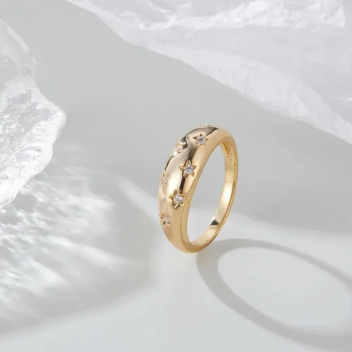 Miniatura 5 de Anillos de oro para mujer, anillo de estrella de croissant chapado en oro de moda, apilable, anillos de declaración, joyería para adolescentes