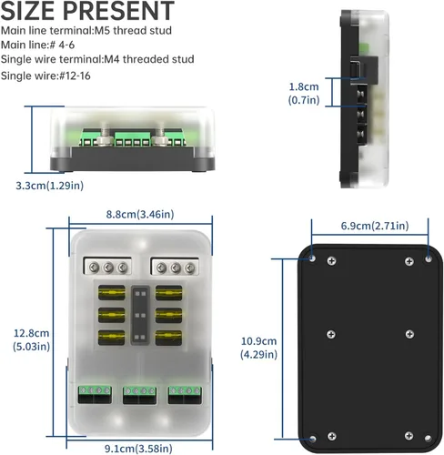 Miniatura 6 de WUPP Bloque de fusibles de 12 V con relé, caja de fusibles de 6 circuitos automotrices con interfaz Acc, bloque de fusibles universal y kit de relé