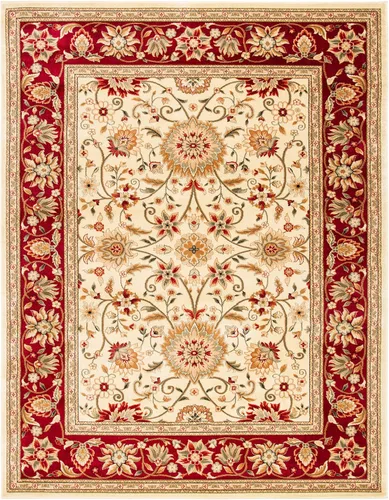 Miniatura 2 de SAFAVIEH Lyndhurst Collection - Alfombra de área de 9 x 12 pies, color marfil y rojo, diseño oriental tradicional, no desprende pelusa y de fácil