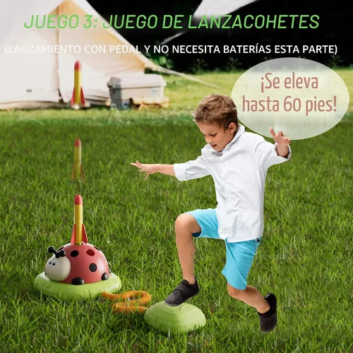 Miniatura 5 de Juguetes Musicales de Salto 5 en 1, Juego de Lanzar Anillos Pisoteando Lanzacohetes para Niños, Juguetes de Evitar Obstáculos y Saltar en Cuclillas