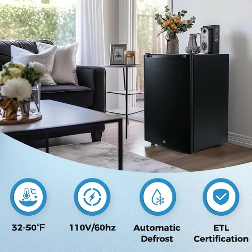 Miniatura 5 de Refrigerador compacto de 1.42 pies cúbicos, mininevera silenciosa de 110V, puerta reversible con cerradura, enfriador de bebidas energéticamente