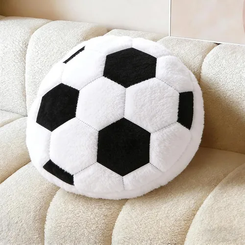 Miniatura 9 de XGOPTS Almohada de fútbol con temática deportiva de fútbol, cojín redondo con forma de fútbol, almohadas decorativas suaves para decoración