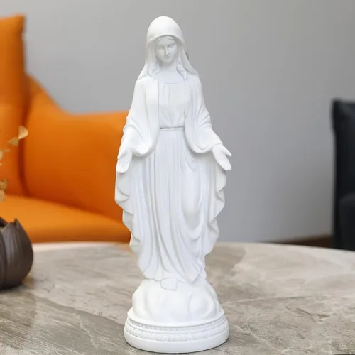 Miniatura 8 de Figura decorativa de la Virgen María de 12 pulgadas, regalos religiosos católicos, figura de estatua de resina de 12 pulgadas (blanco)